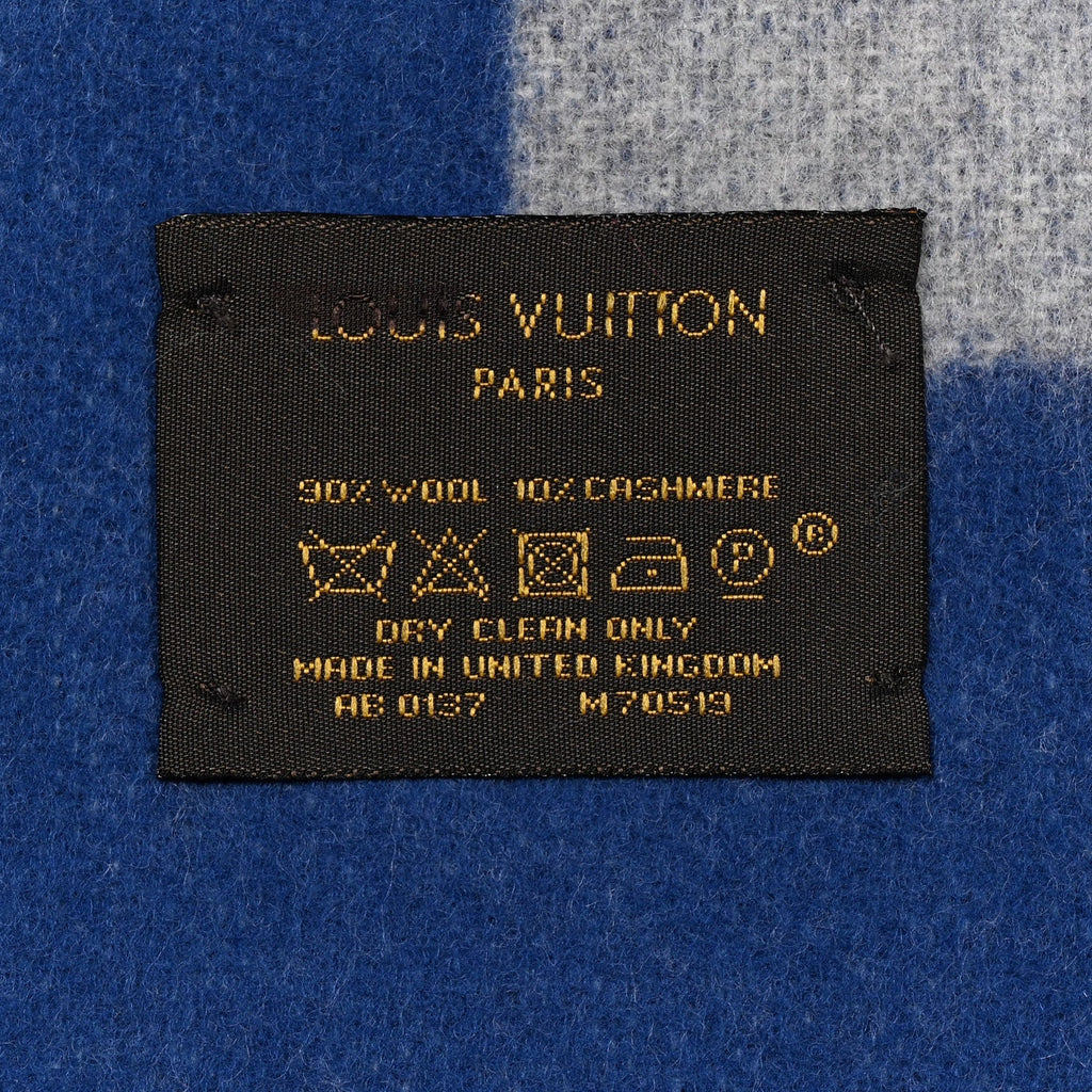 Louis Vuitton Lambswool Angora Cardiff Scarf Blue Grey