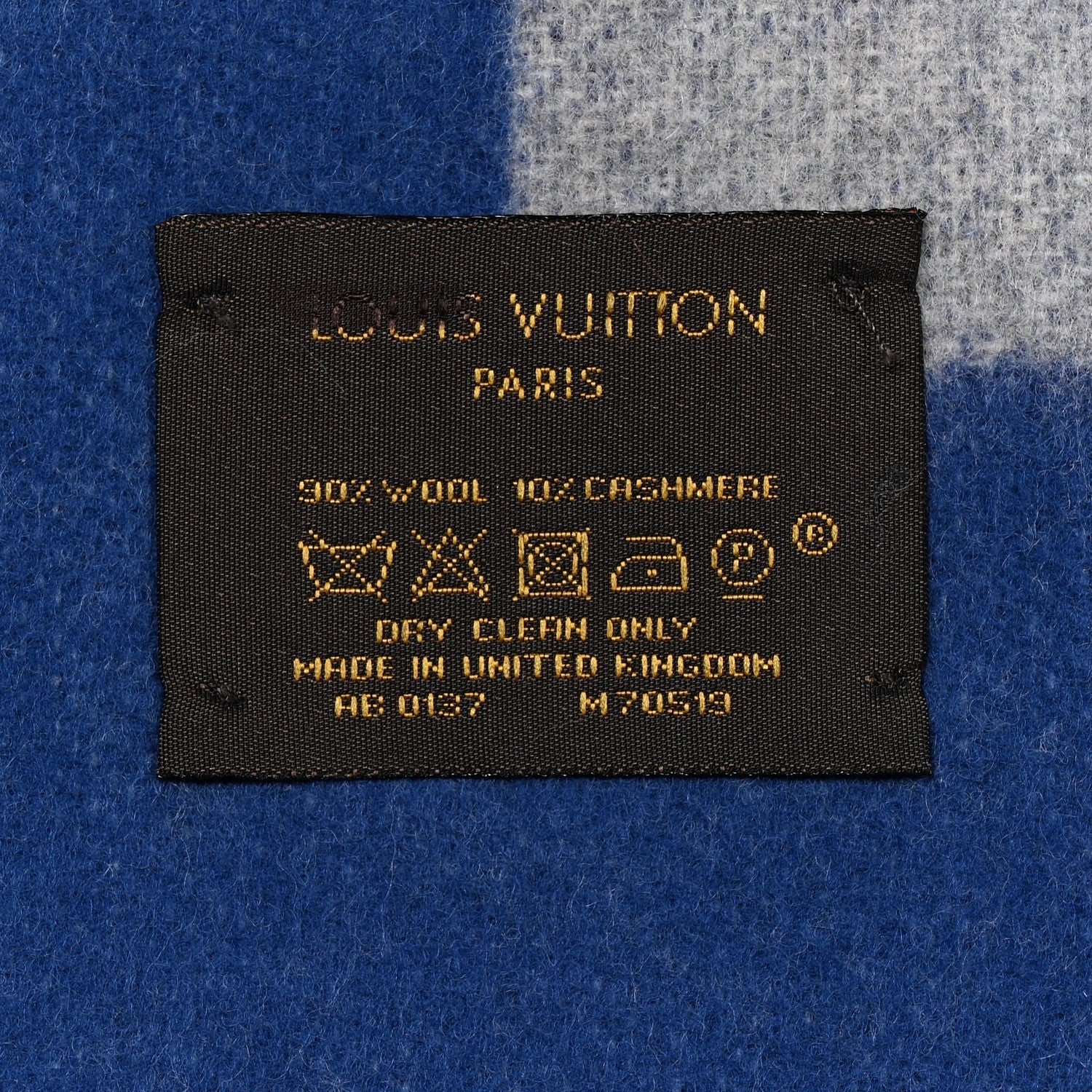 Louis Vuitton Lambswool Angora Cardiff Scarf Blue Grey