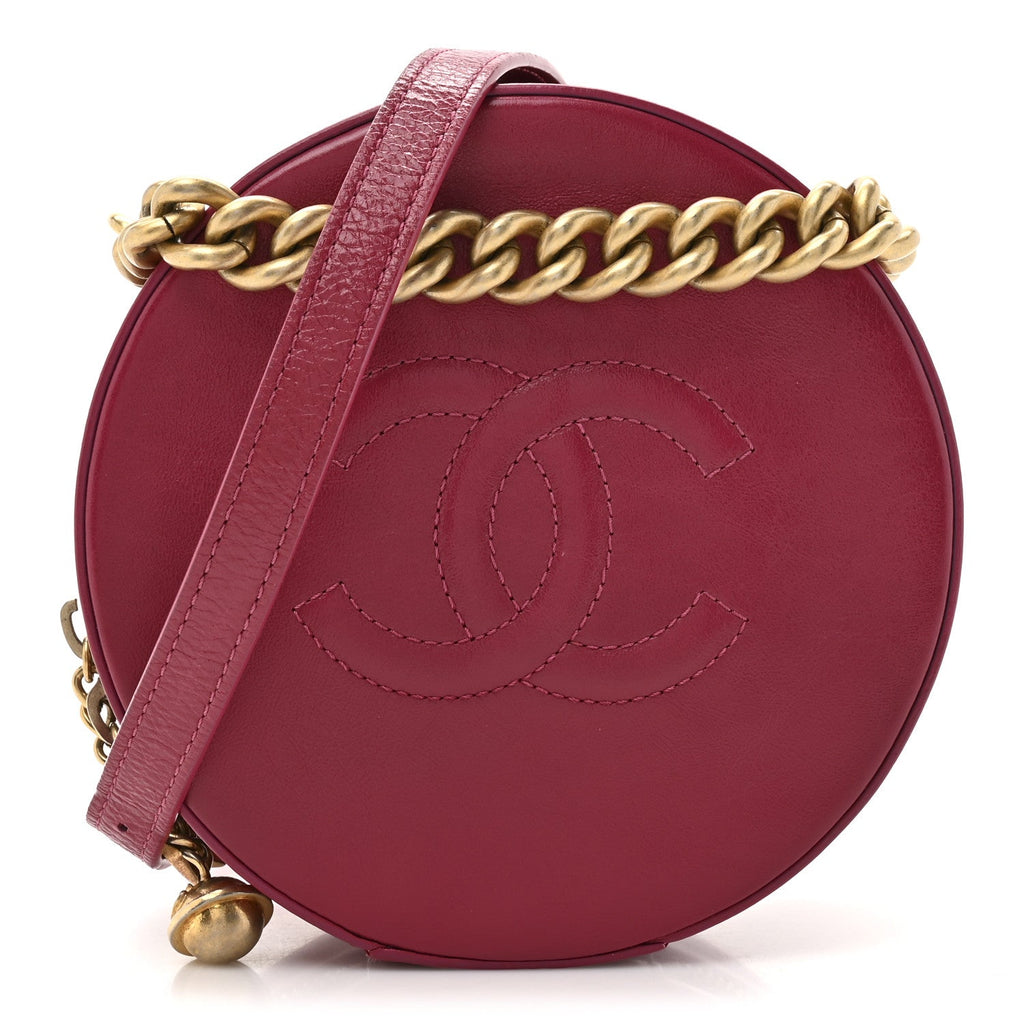 Chanel Glazed Calfskin Round As Earth Evening Bag Rouge