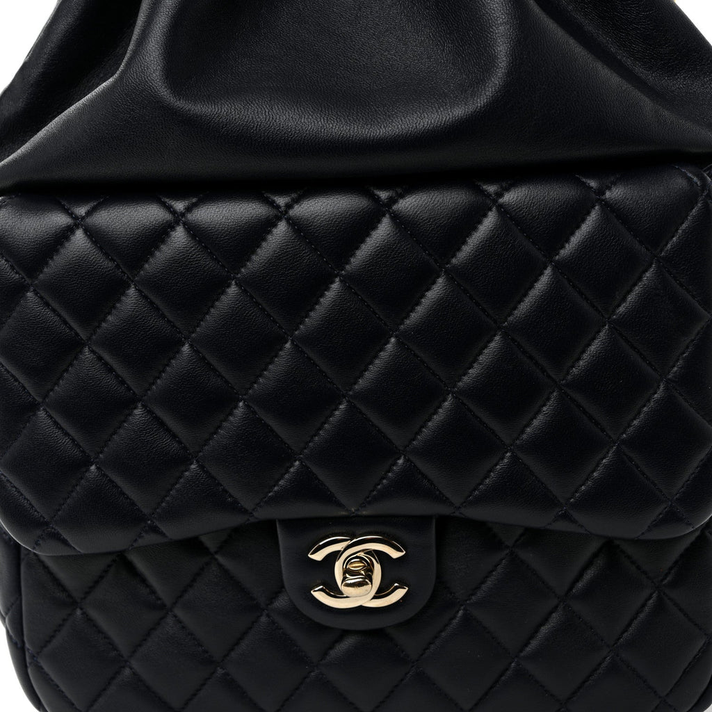Chanel Lambskin Quilted Large In Seoul Backpack Navy
