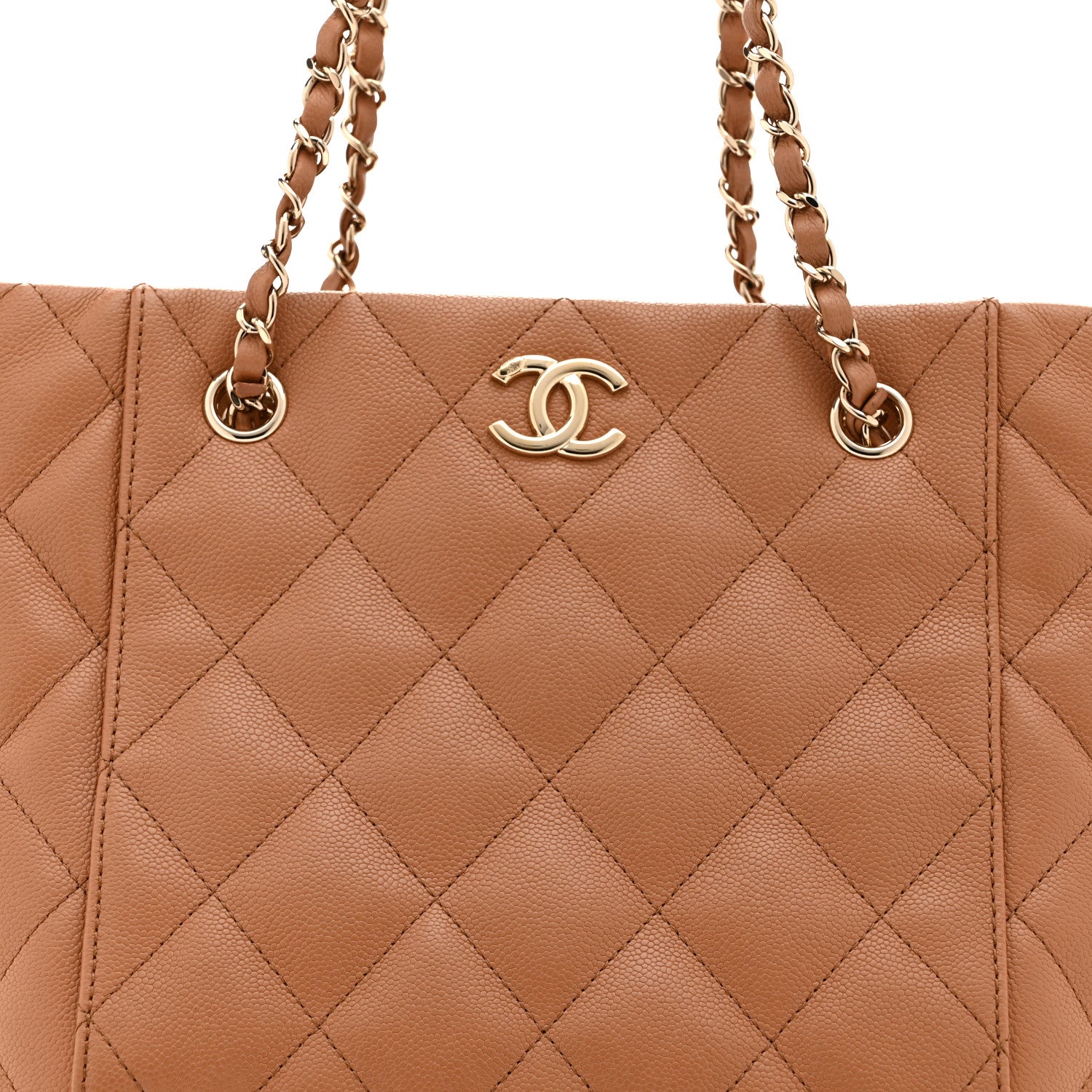 Chanel Caviar Quilted Small Shopping Tote Dark Beige