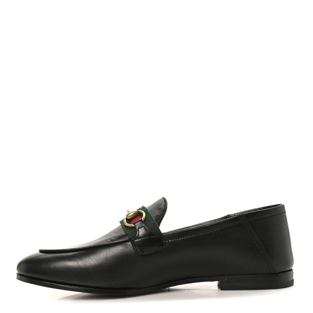 Gucci Malaga Kid Web Womens Horsebit Loafers 35 Black