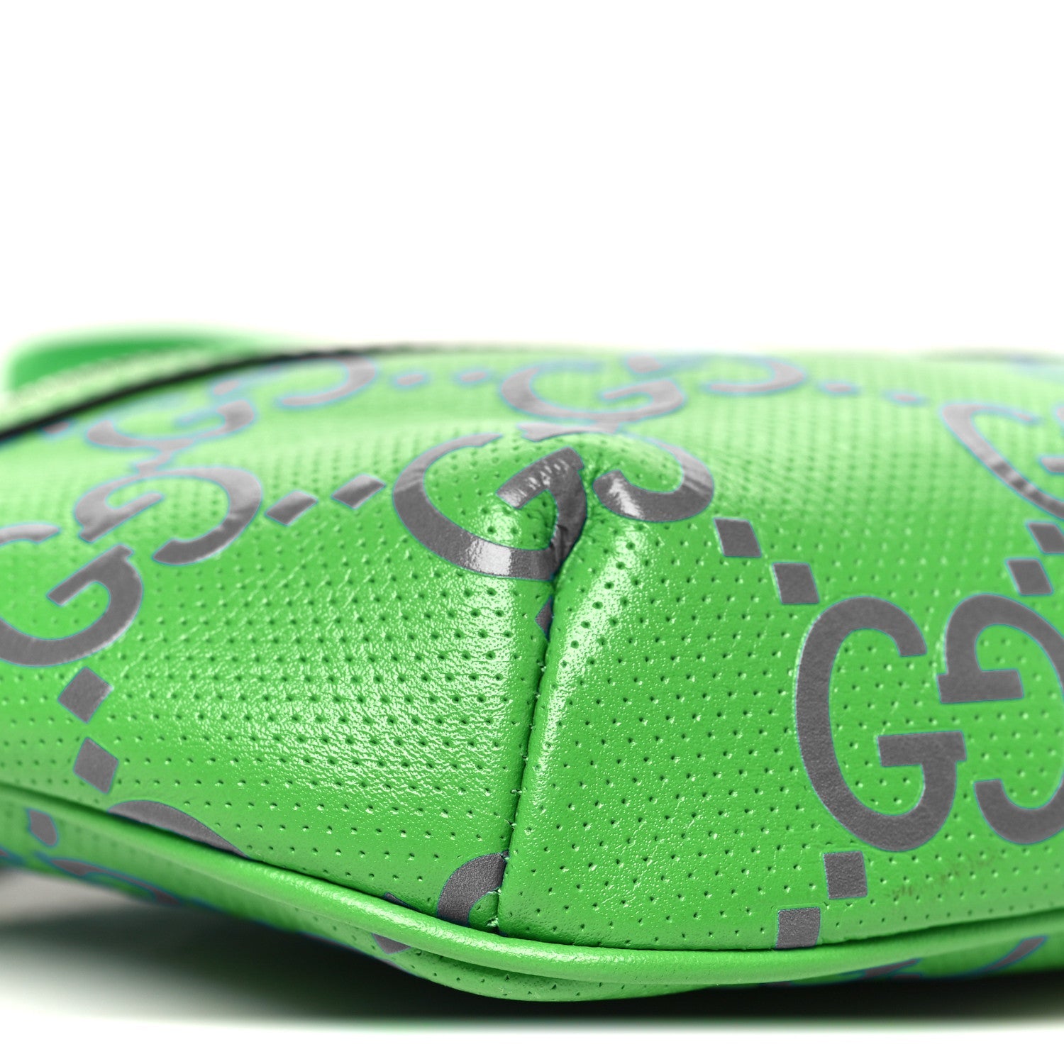 Gucci Calfskin GG Tennis Bi-Color Embossed Belt Bag Joy Green Joy Blue