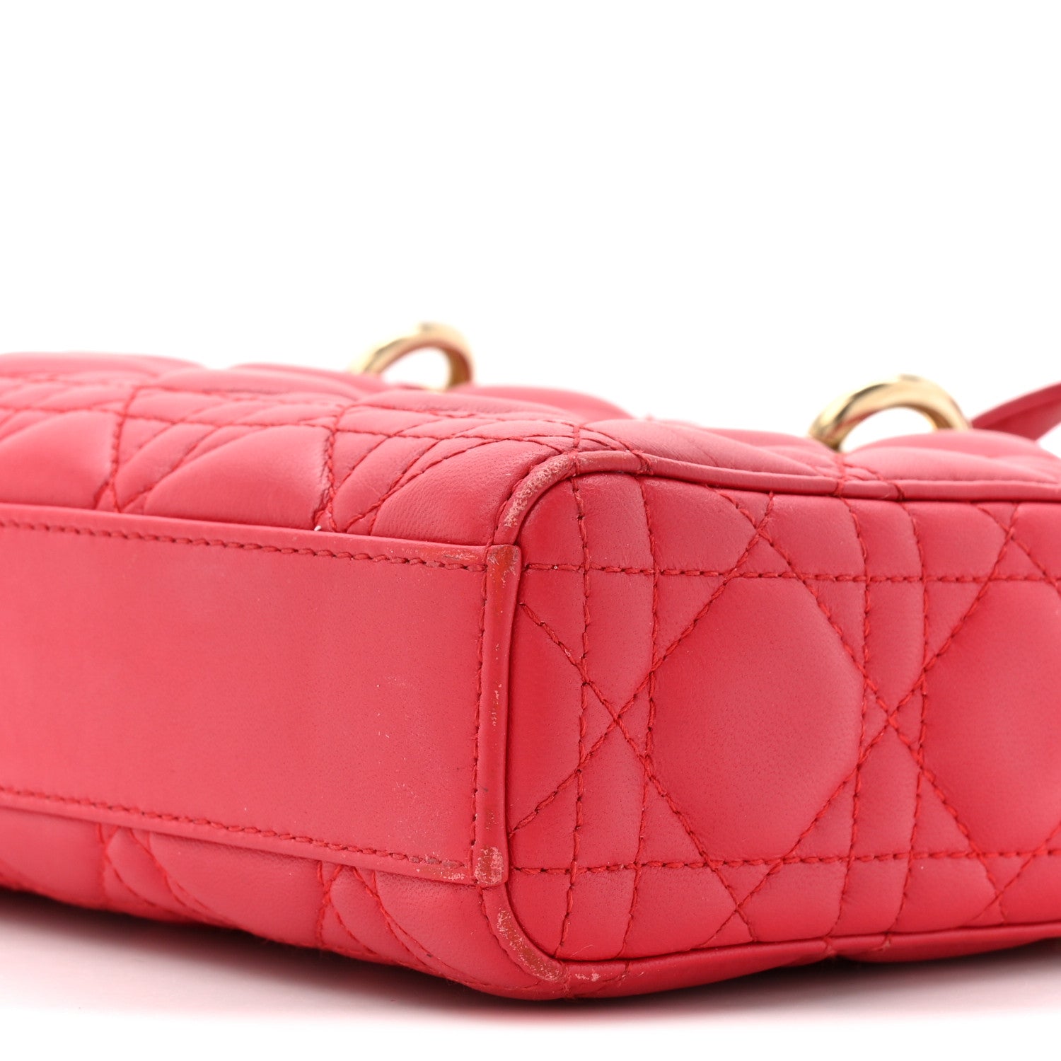 Christian Dior Lambskin Cannage Medium Lady D-Joy Red
