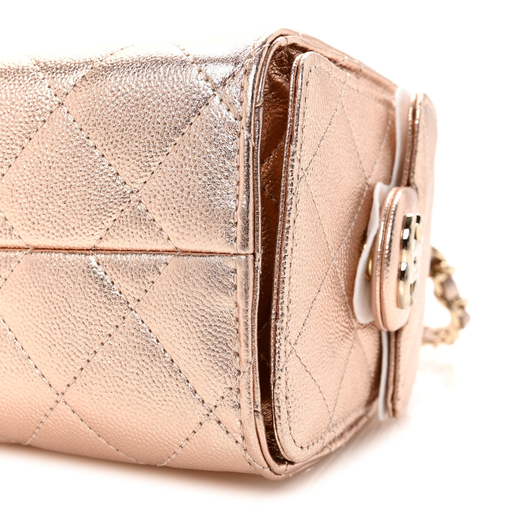 Chanel Metallic Caviar Quilted Mini Chanel 25 Handbag Copper