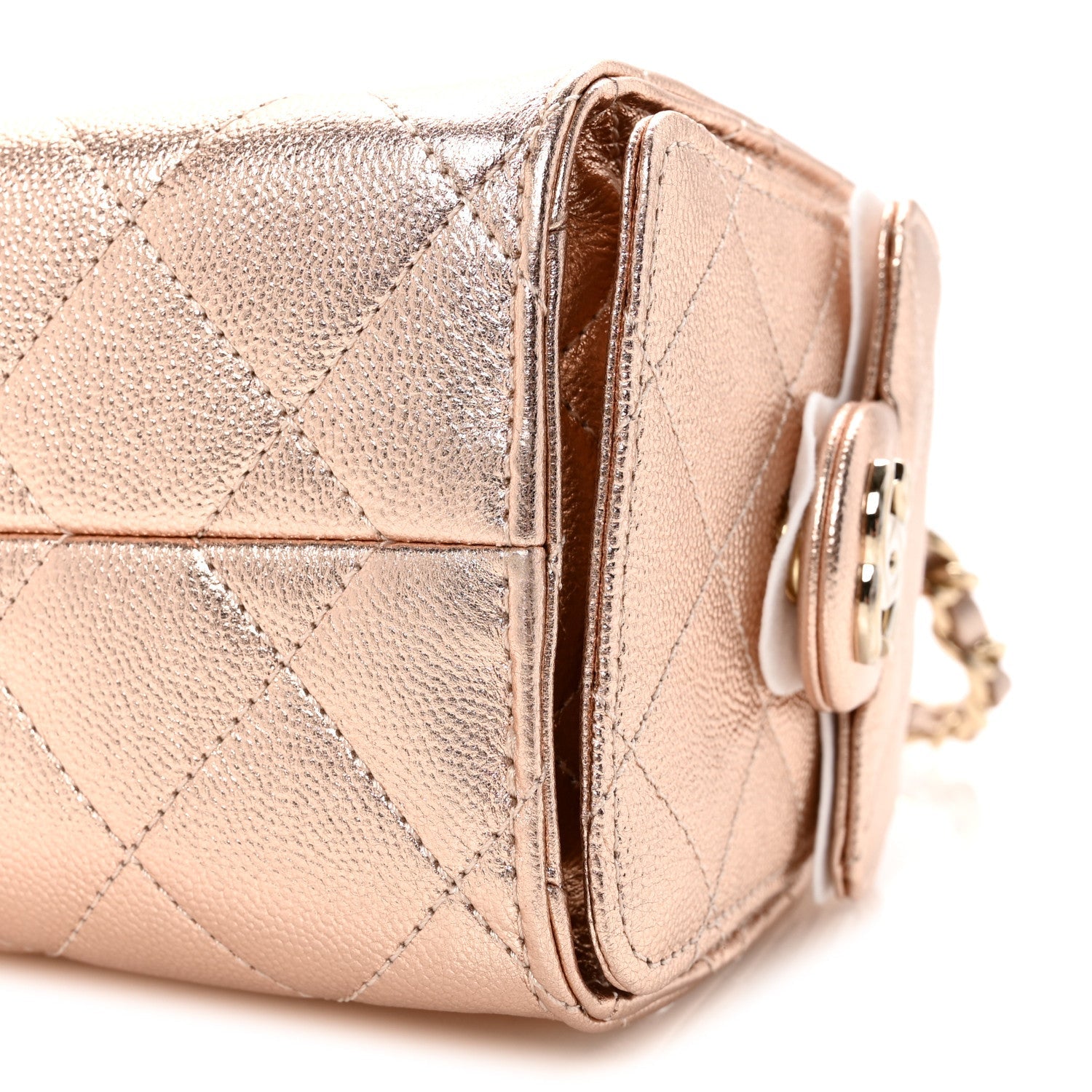 Chanel Metallic Caviar Quilted Mini Chanel 25 Handbag Copper
