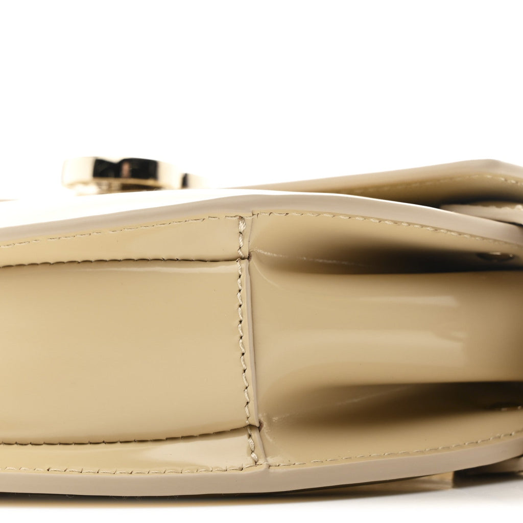 Gucci Patent Calfskin GG Half Moon Top Handle Bag Beige