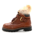 Louis Vuitton Calfskin Fur Territory Flat Ranger Combat Boots 37 Cognac