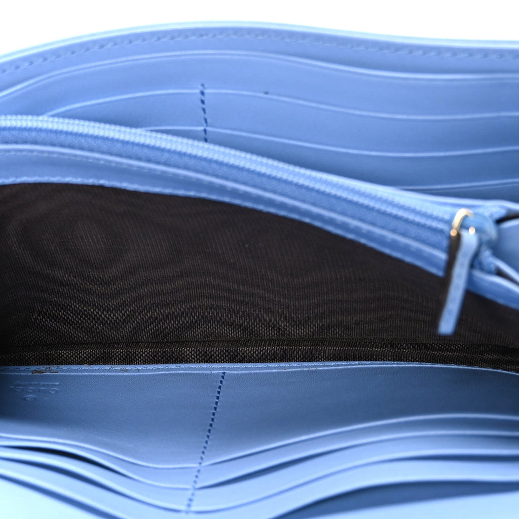 Gucci Calfskin Matelasse GG Marmont Continental Wallet Clear Sky Blue