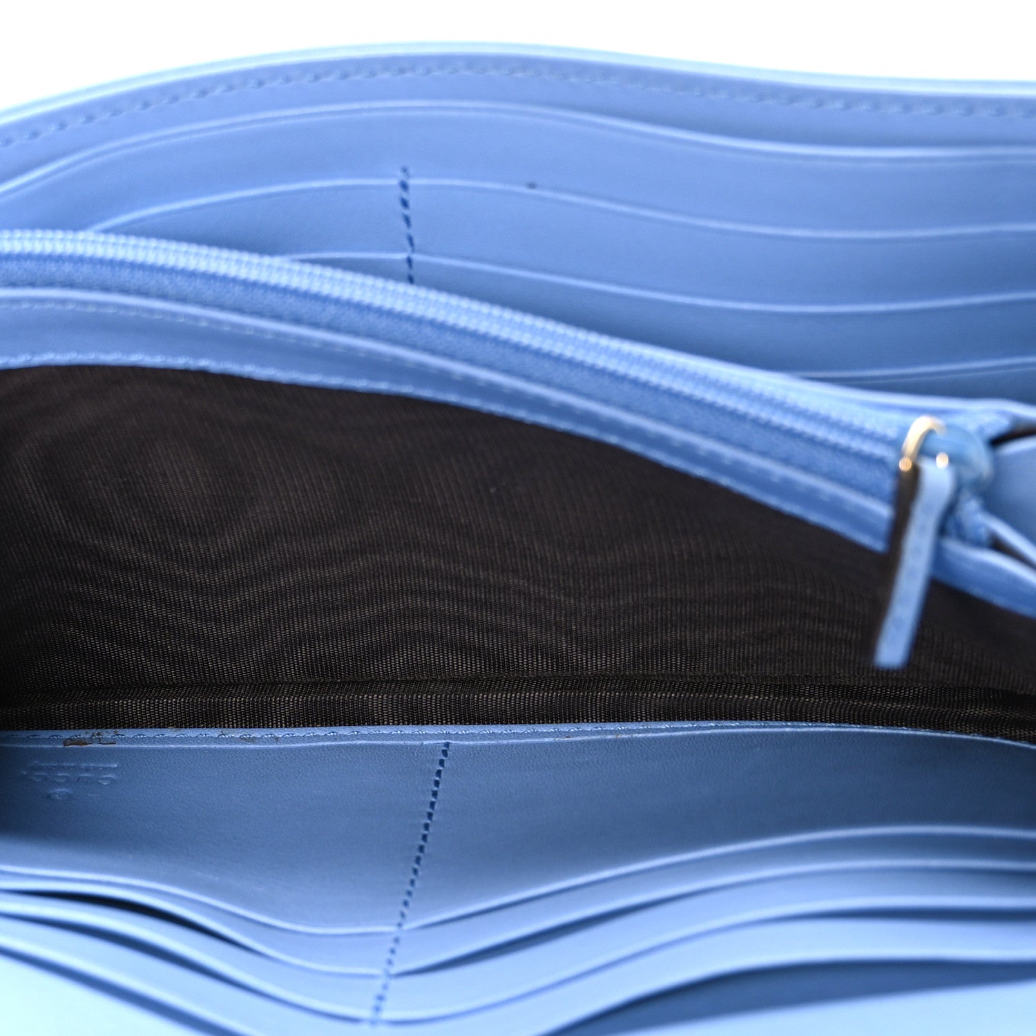 Gucci Calfskin Matelasse GG Marmont Continental Wallet Clear Sky Blue