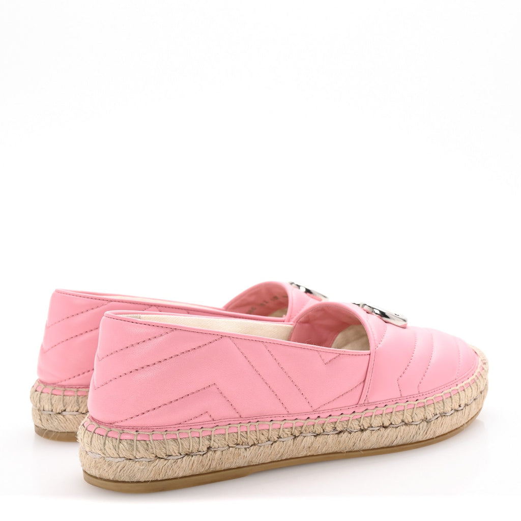 Gucci Nappa Matelasse GG Marmont Espadrilles 38.5 Wild Rose