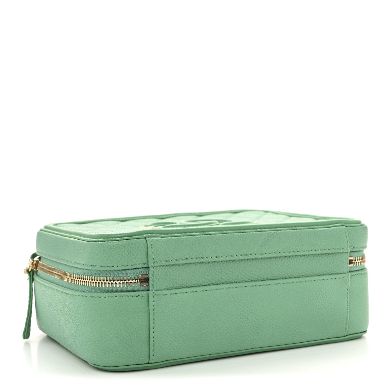 Chanel Caviar Quilted Medium CC Filigree Vanity Case Green