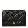 Chanel Lambskin Quilted Clutch With Chain Flap Black