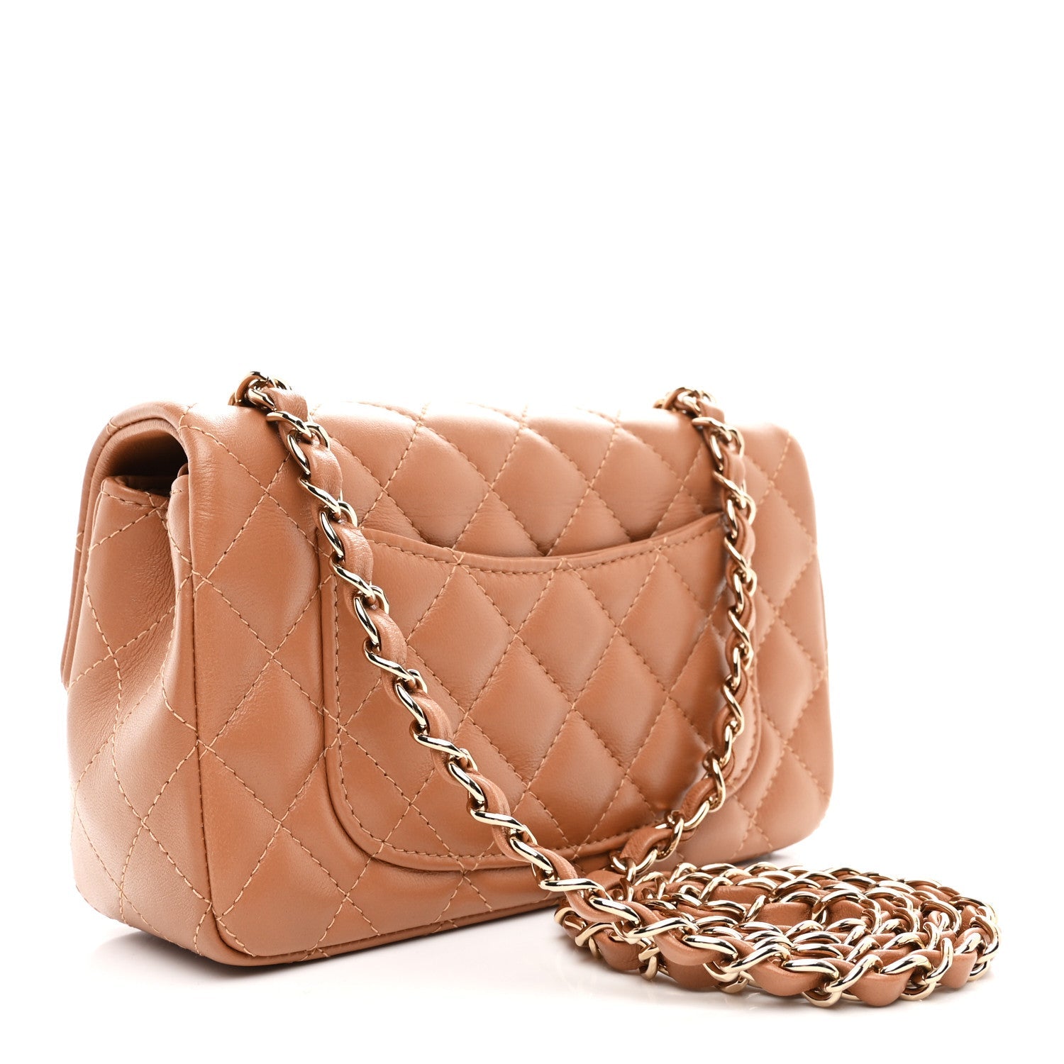 Chanel Lambskin Quilted Mini Rectangular Flap Brown