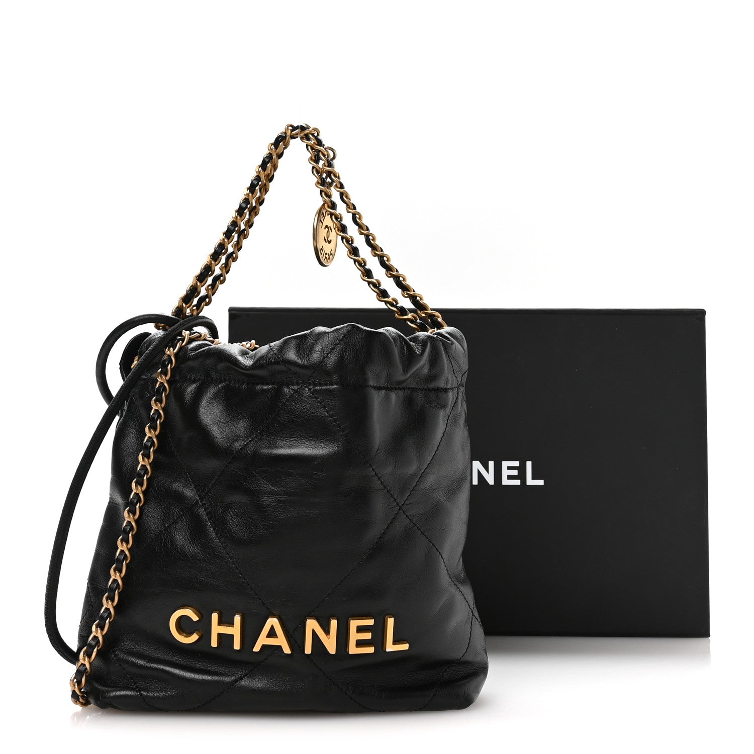 Chanel Shiny Calfskin Quilted Mini Chanel 22 Black