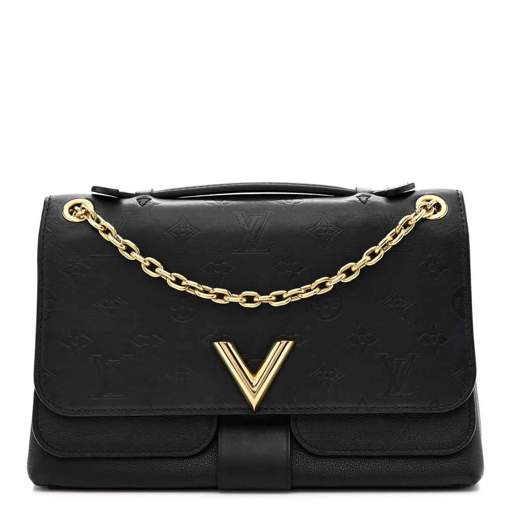 Louis Vuitton Monogram Cuir Plume Ecume Very Chain Bag Black