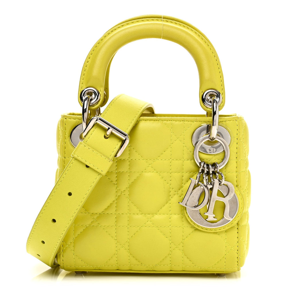 Christian Dior Lambskin Cannage Nano Lady Dior Acid
