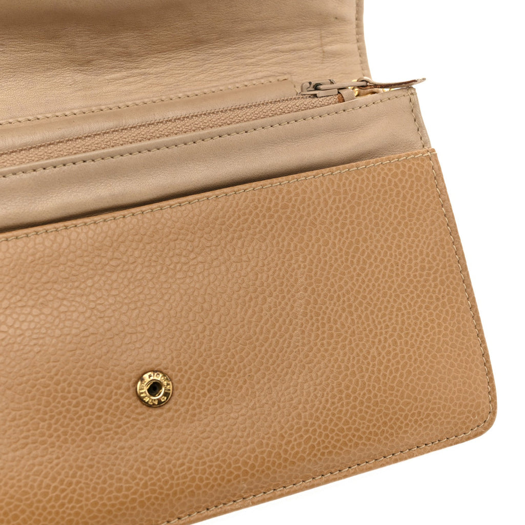 Chanel Caviar Timeless CC Wallet on Chain WOC Beige