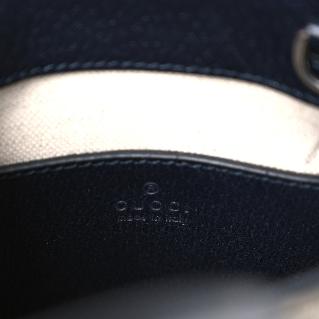 Gucci GG Supreme Monogram Textured Dollar Calfskin Mini Retro Interlocking G Tote Bag Beige Blue