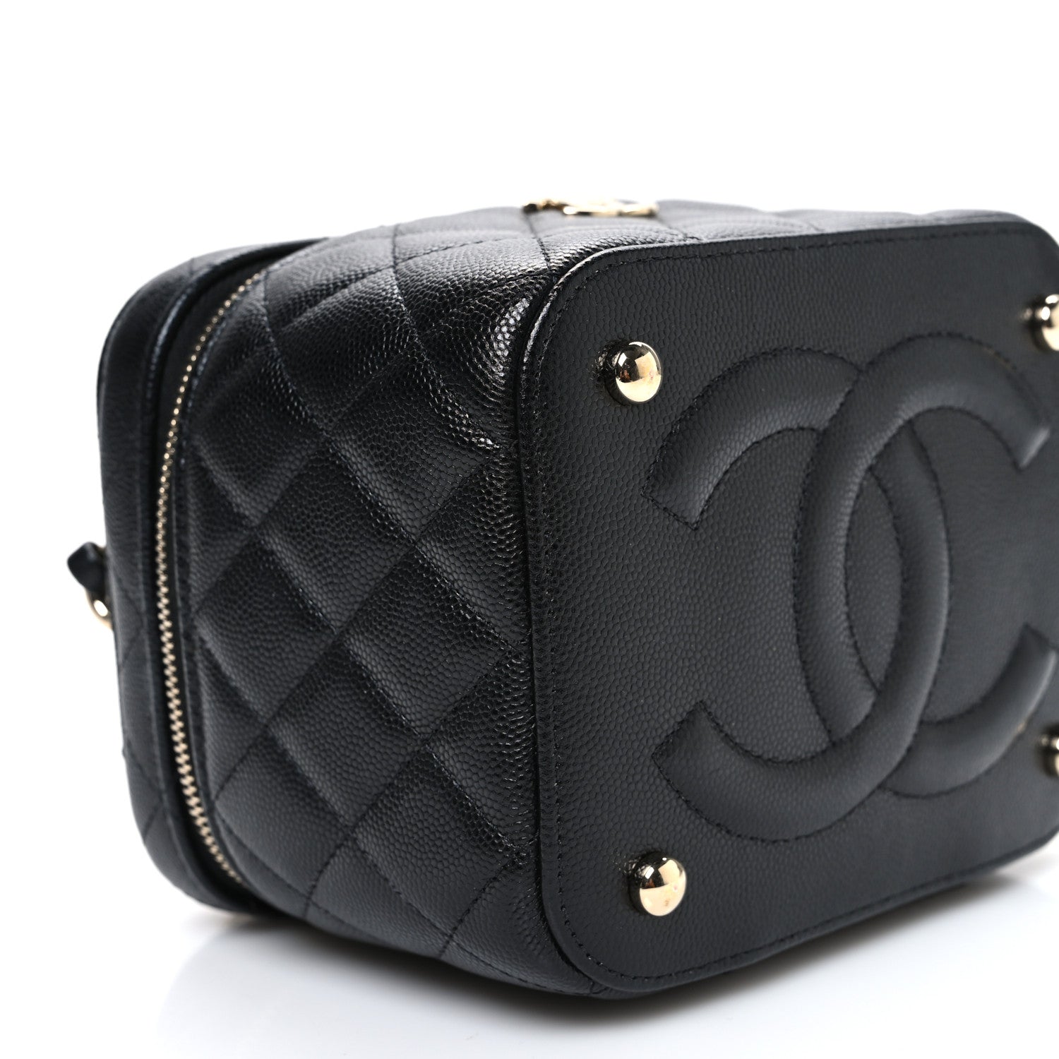 Chanel Caviar Quilted Small CC Vanity Case Black Black