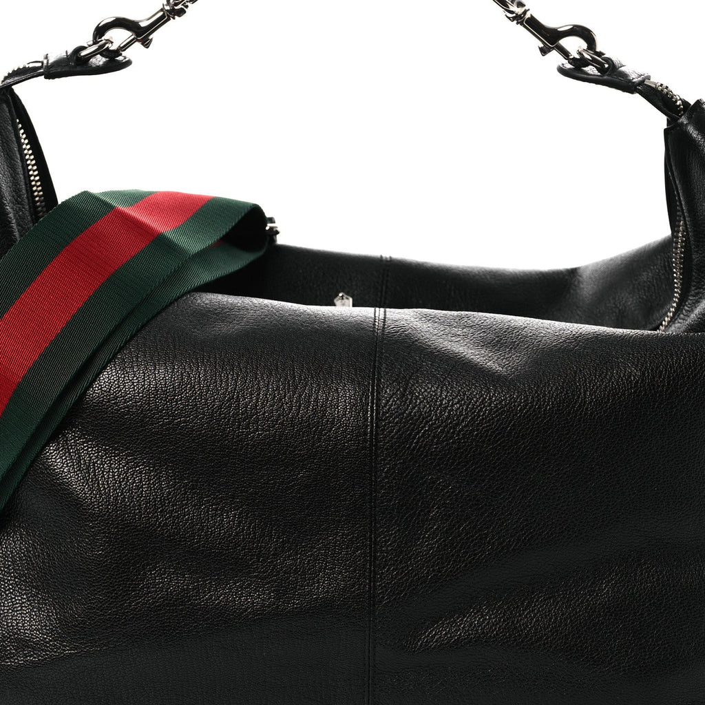 Gucci Grained Calfskin Medium Brea Crossbody Bag Black