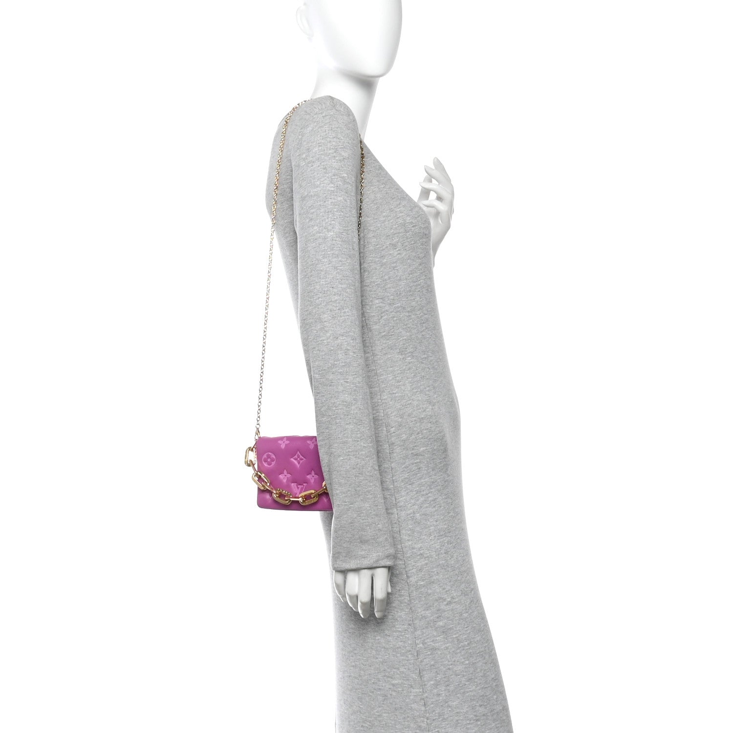Louis Vuitton Lambskin Embossed Monogram Coussin Belt Bag Orchid