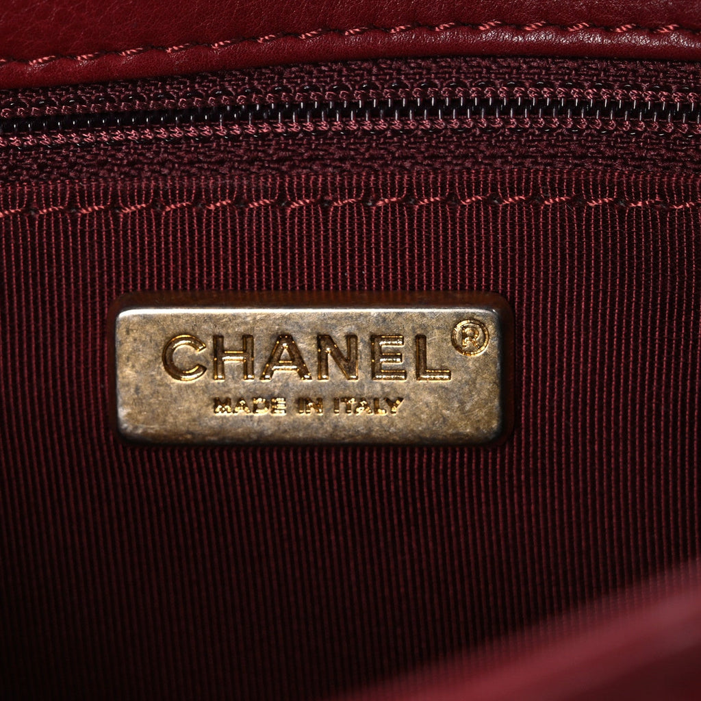 Chanel Calfskin Chevron Quilted Mini Rock The Corner Flap Red