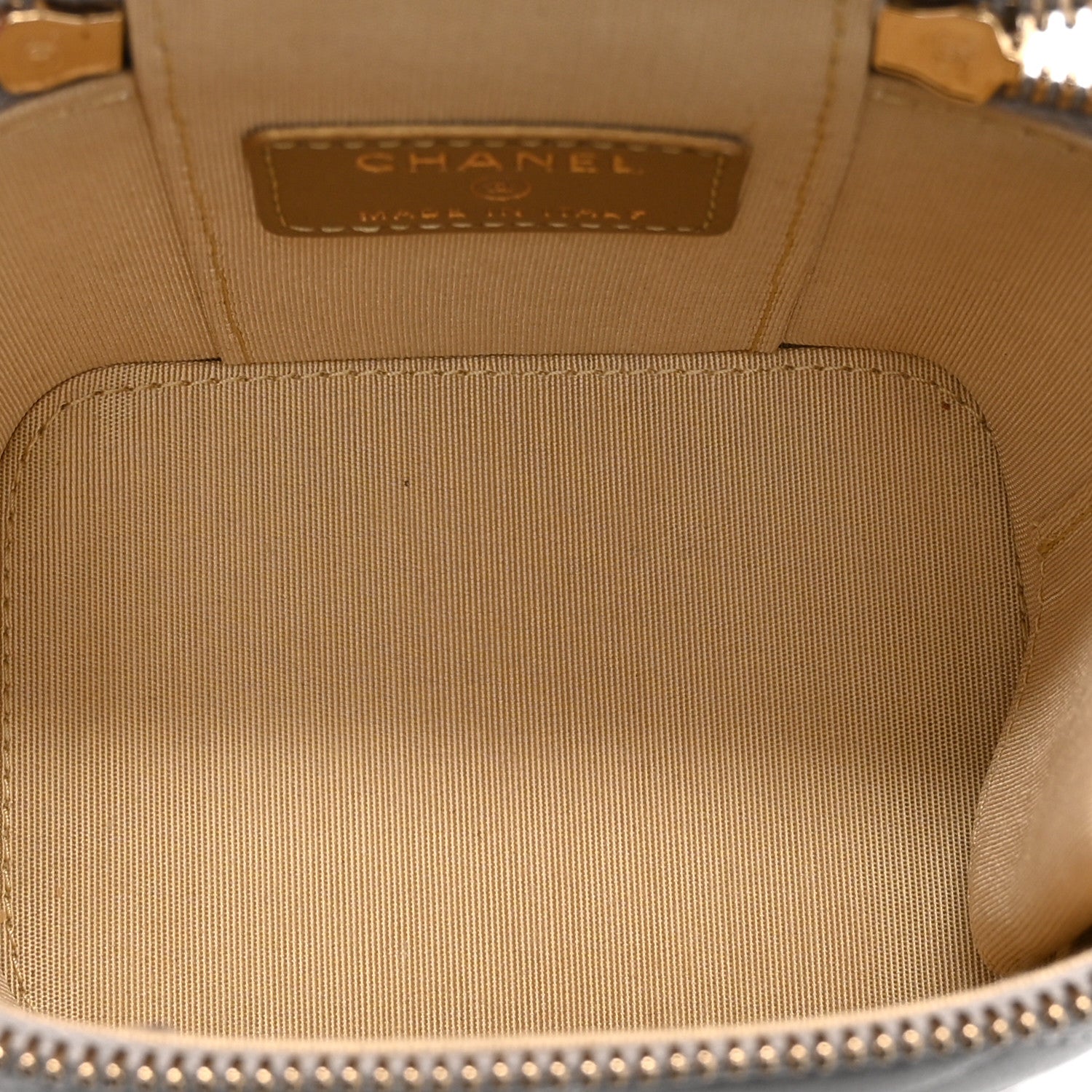 Chanel Lambskin Quilted Pearl Crush Mini Vanity Case With Chain Light Purple