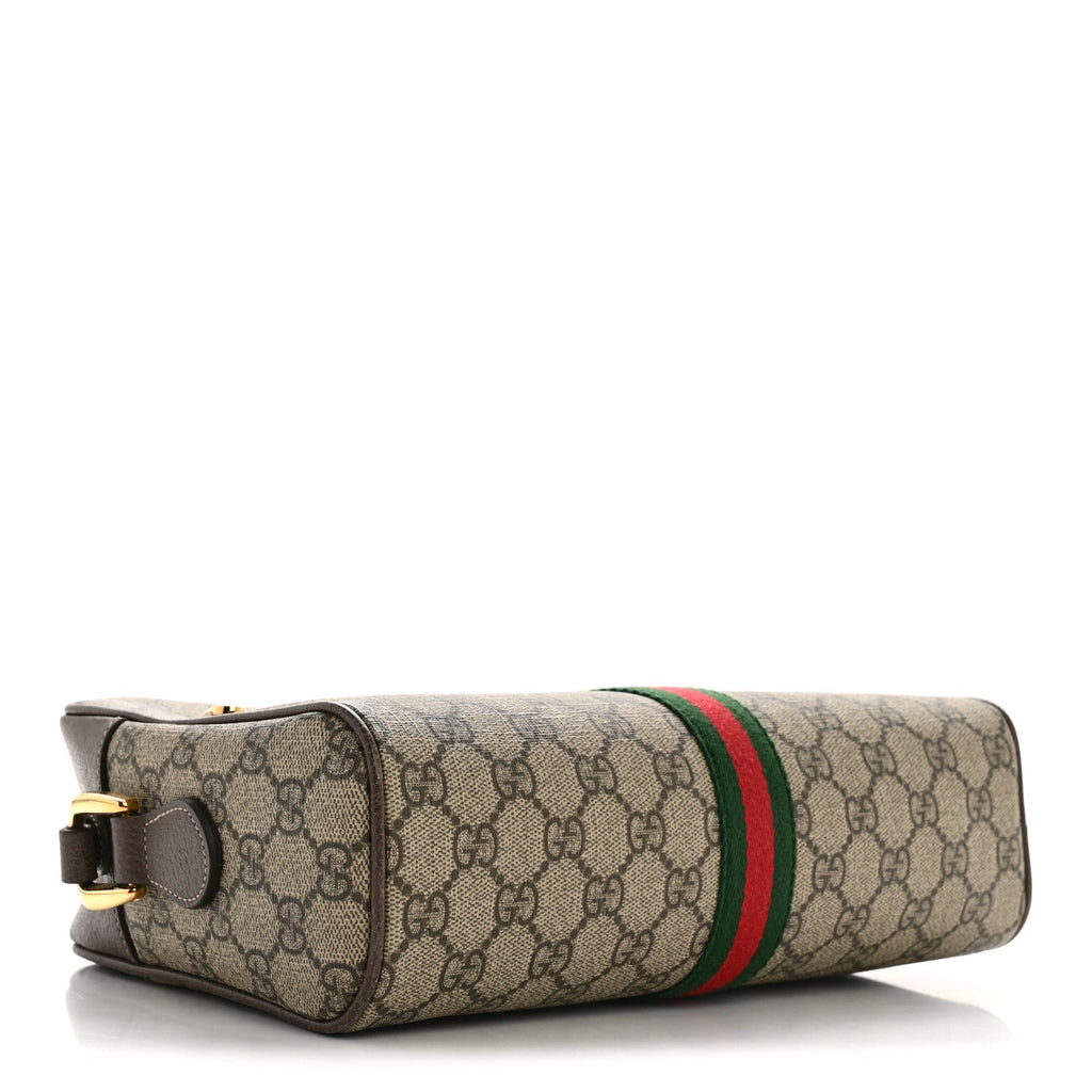 Gucci GG Supreme Monogram Web Small Ophidia Shoulder Bag Brown