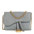 Christian Dior Goatskin Nano Saddle Chain Pouch Blue