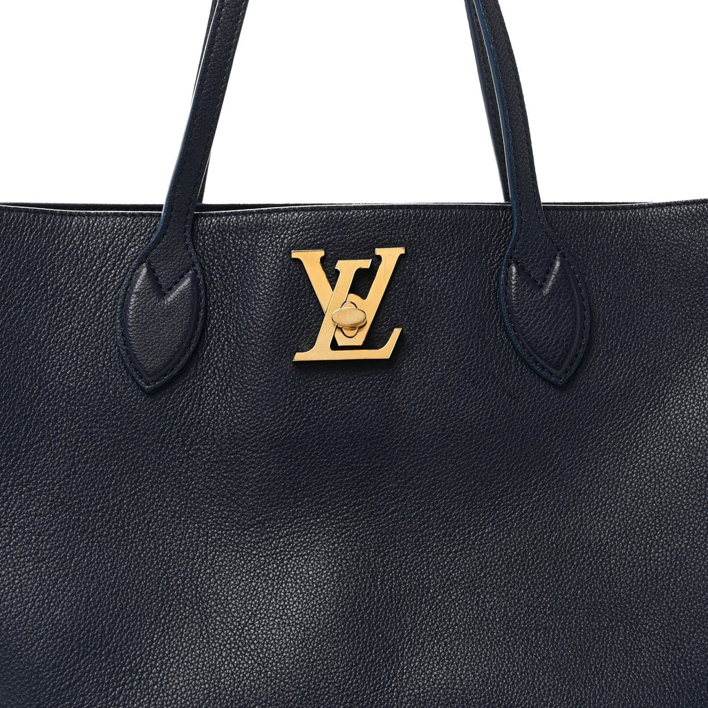 Louis Vuitton Grained Calfskin Lockme Shopper Navy