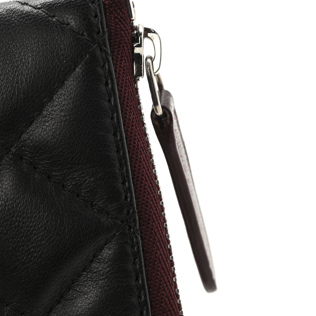 Lambskin Quilted Small Cosmetic Case Black