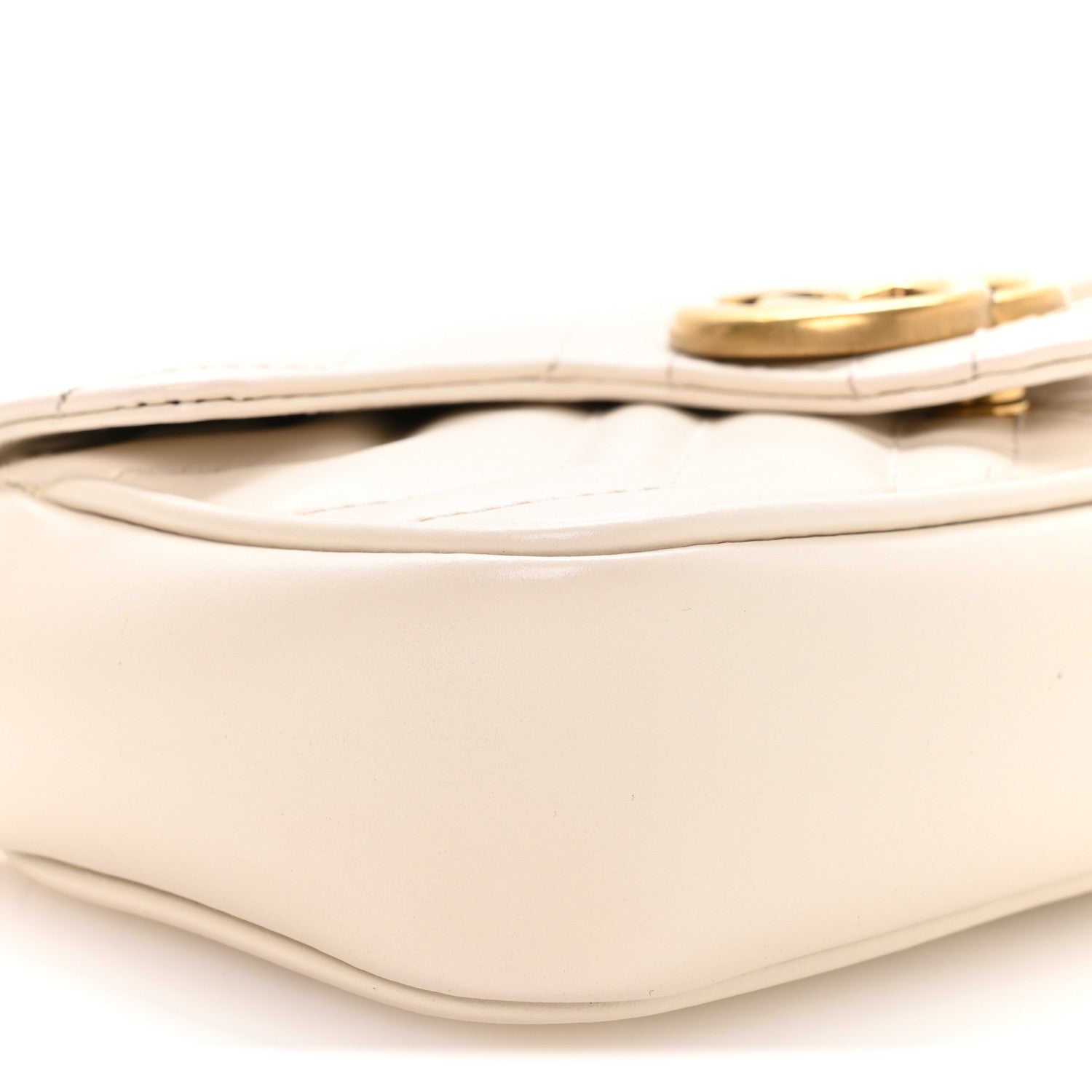 Gucci Calfskin Matelasse Super Mini GG Marmont Shoulder Bag White