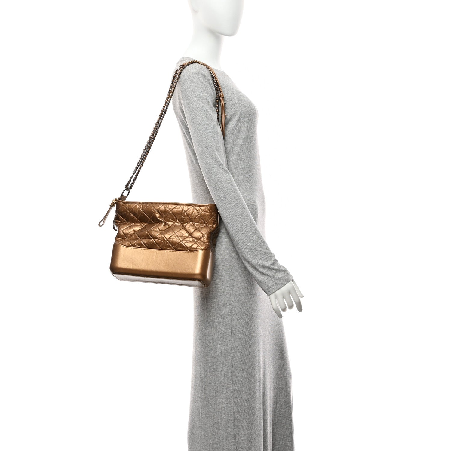 Chanel Metallic Aged Calfskin Quilted Medium Gabrielle  Bronze