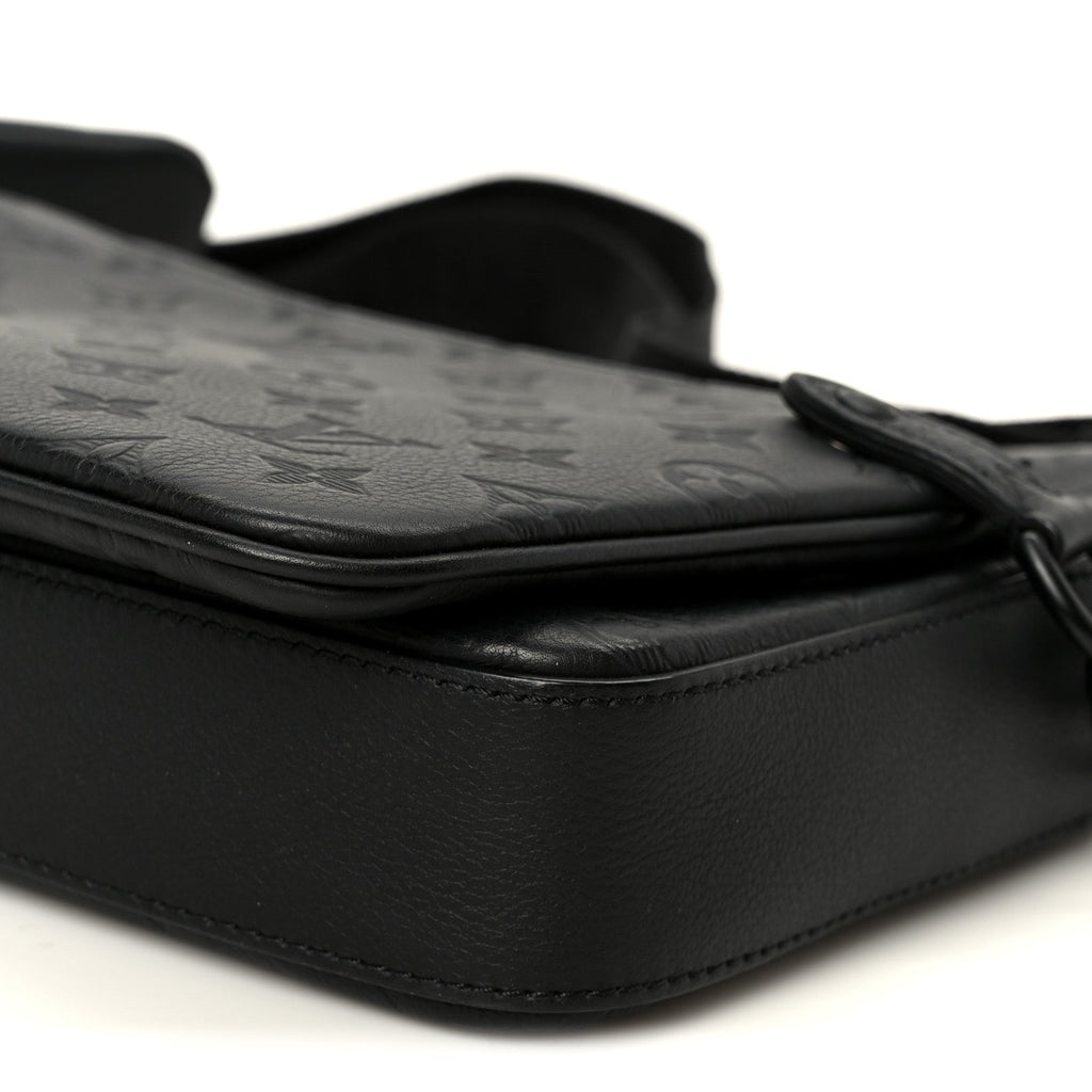 Louis Vuitton Calfskin Monogram Shadow Trio Messenger Black