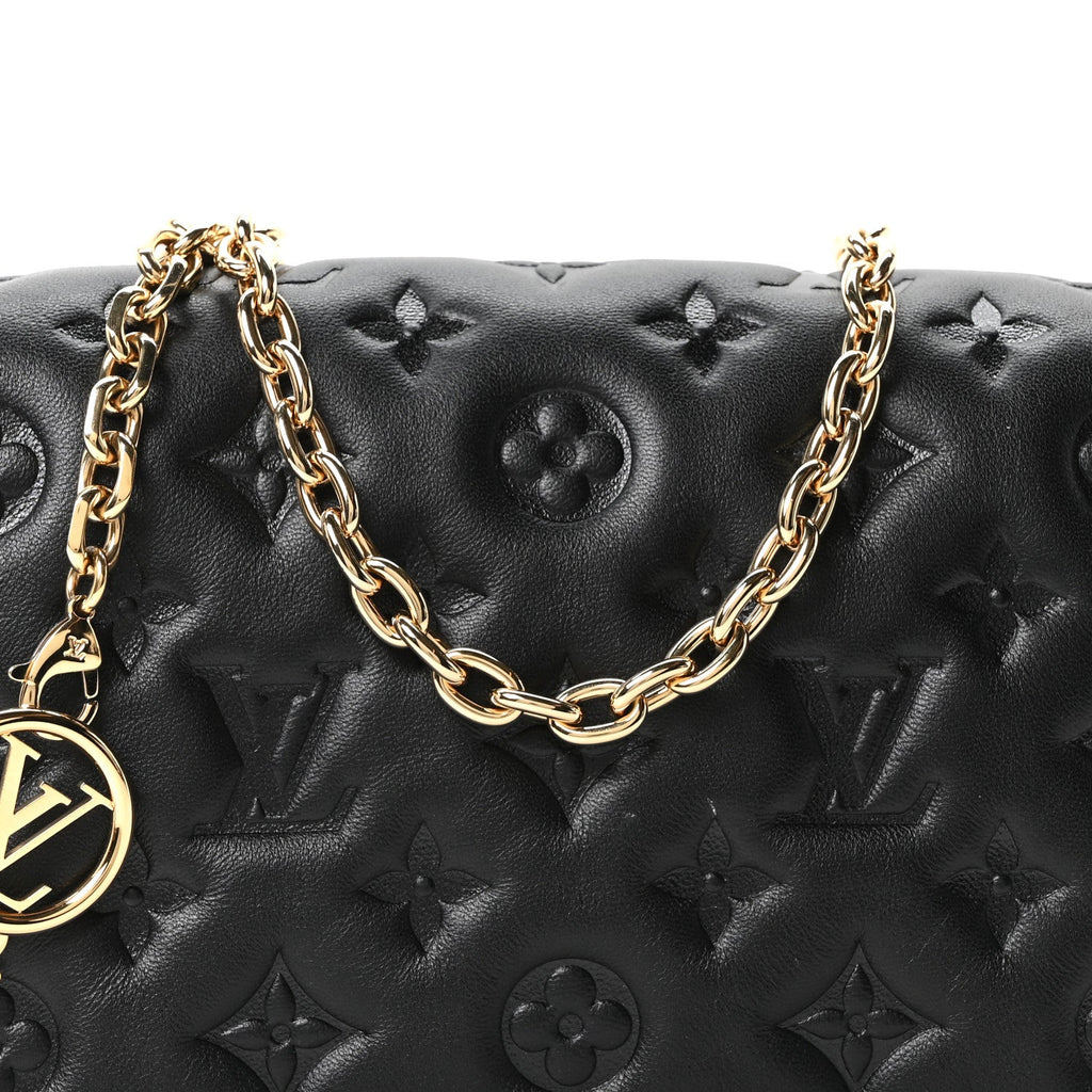 Louis Vuitton Lambskin Embossed Monogram Pochette Coussin Black
