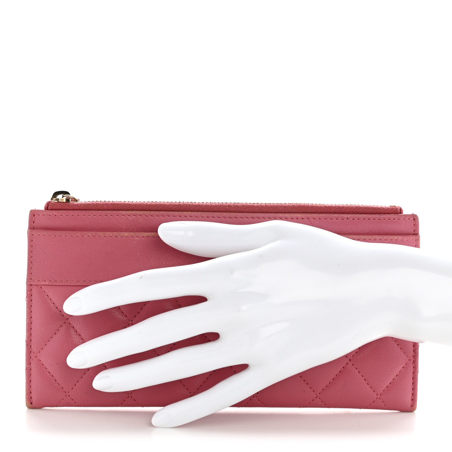 Chanel Sheepskin Quilted Mademoiselle Vintage Zip Pouch Pink