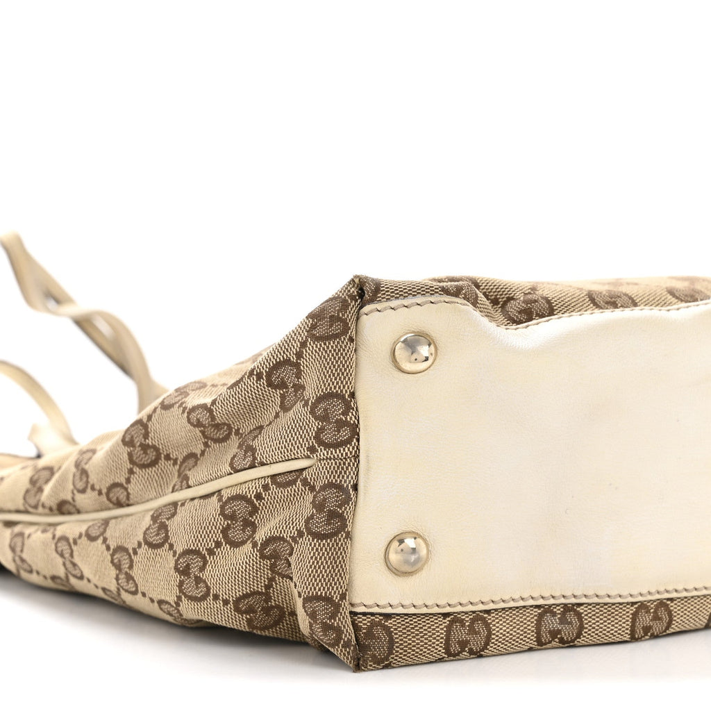 Gucci Monogram Medium New Britt Hobo Tote Off White