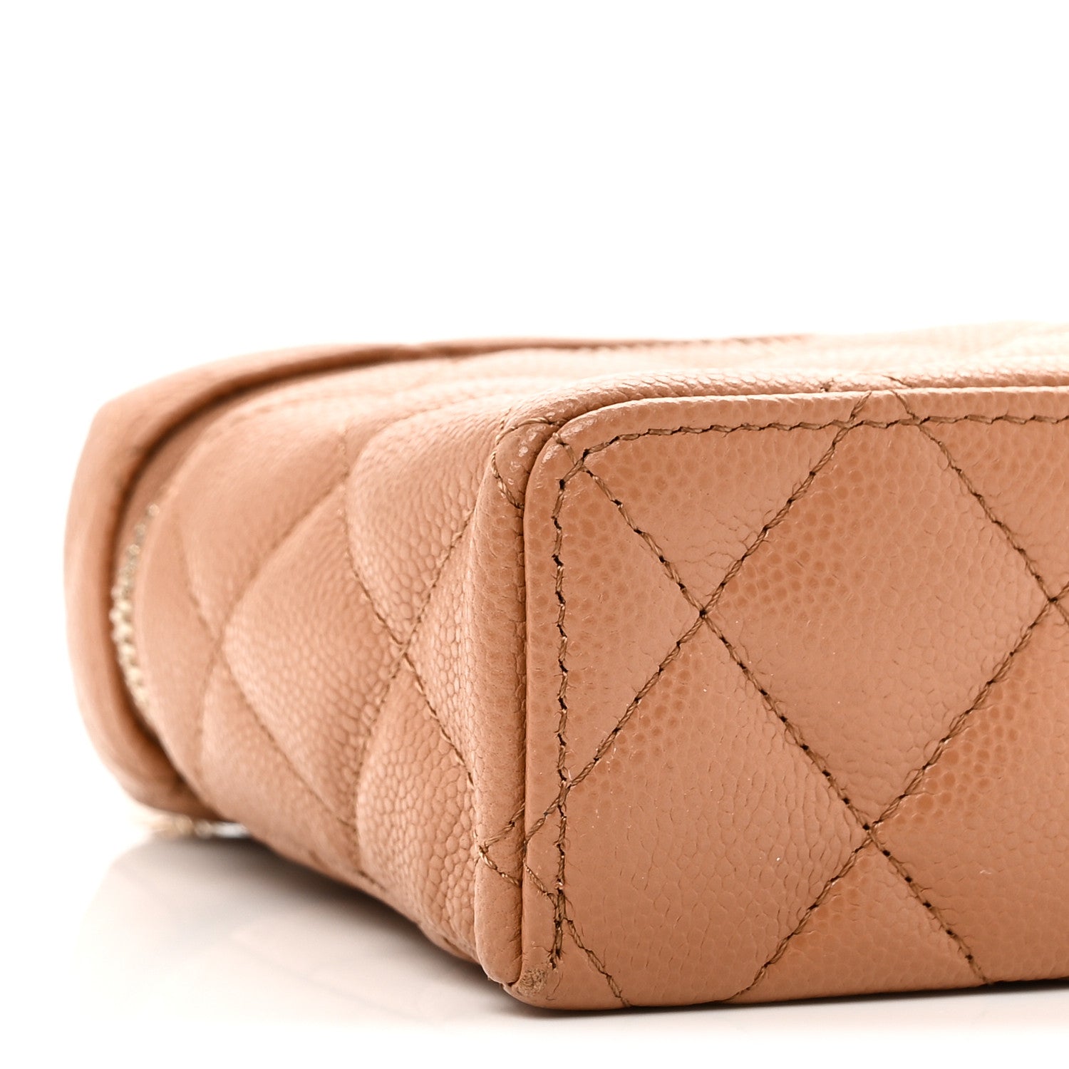Chanel Caviar Quilted Top Handle Slim Vanity With Chain Brown