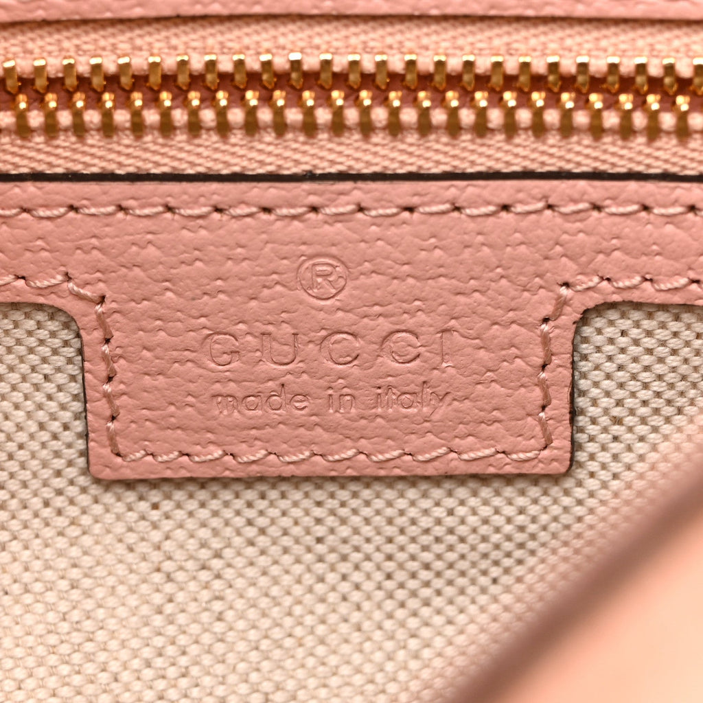 Gucci GG Supreme Monogram Textured Calfskin Web Super Mini Ophidia Shoulder Bag Pink