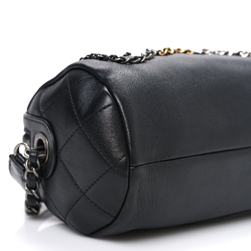 Chanel Metallic Lambskin Signe Bowling Bag Black