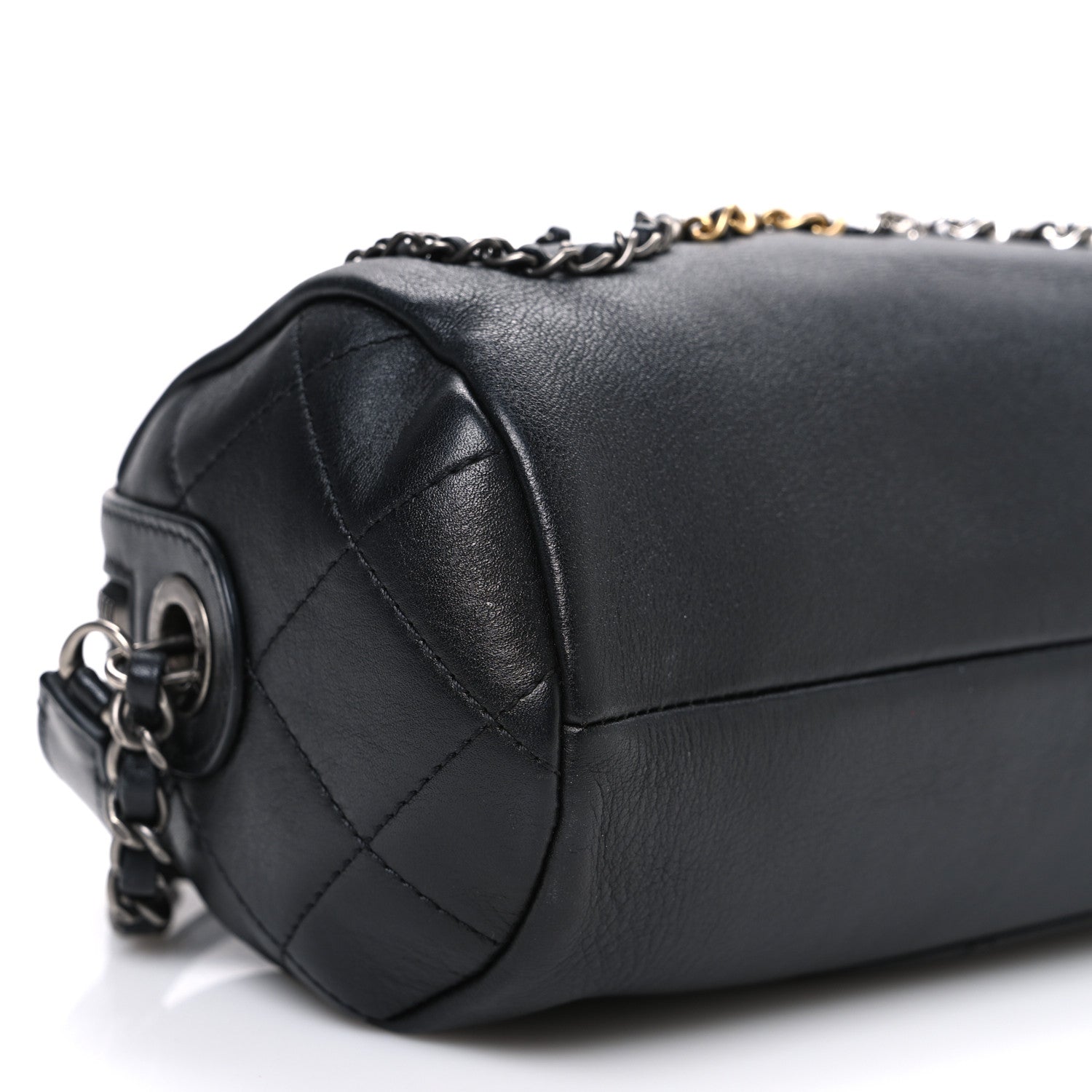 Chanel Metallic Lambskin Signe Bowling Bag Black