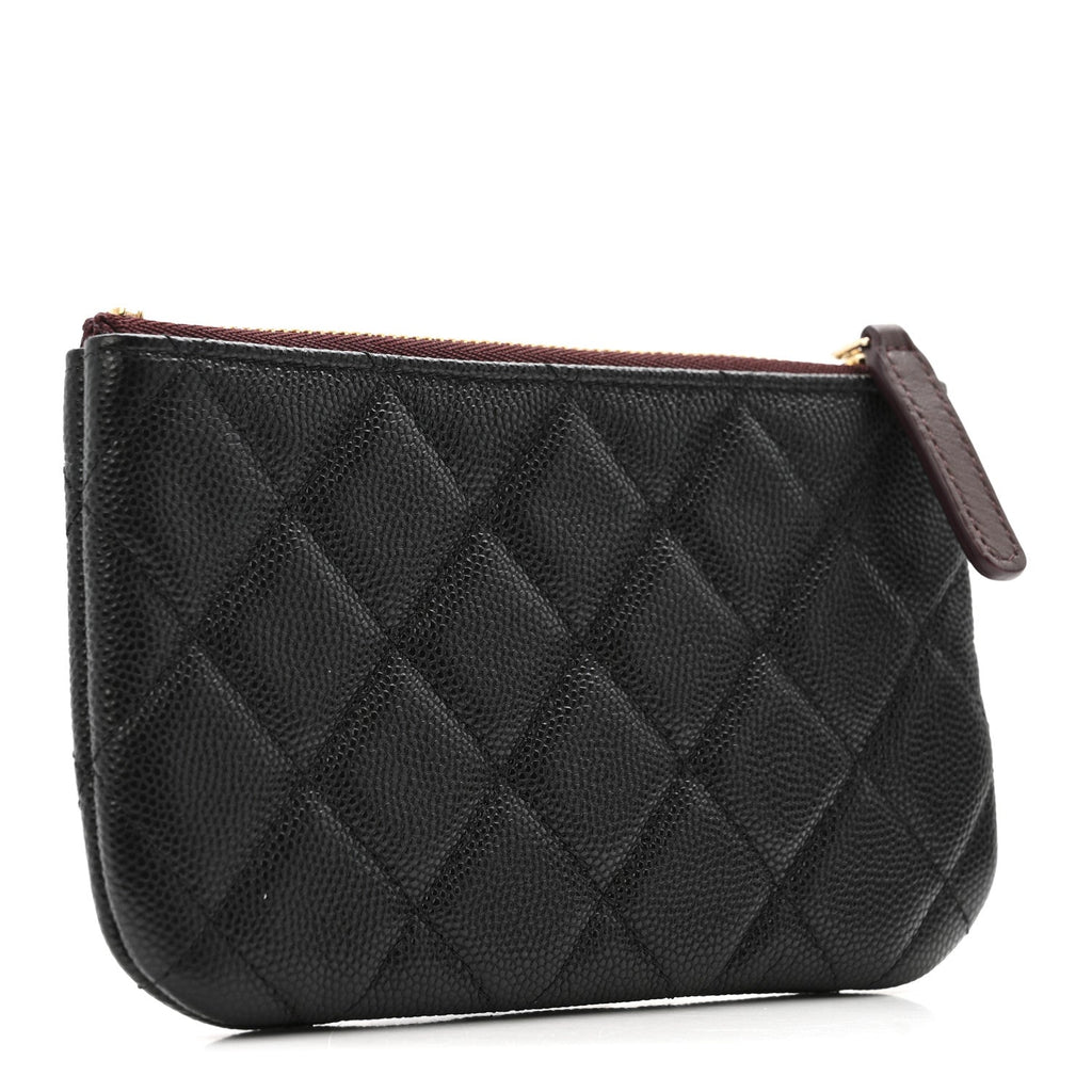 Caviar Quilted Small Cosmetic Case Black