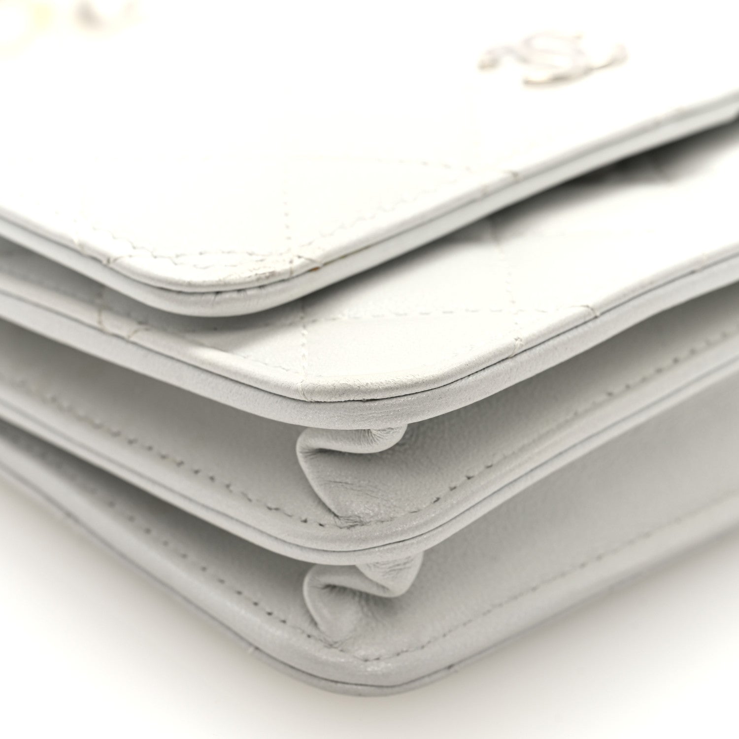 Chanel Lambskin Quilted Mini Pearl Wallet On Chain WOC White