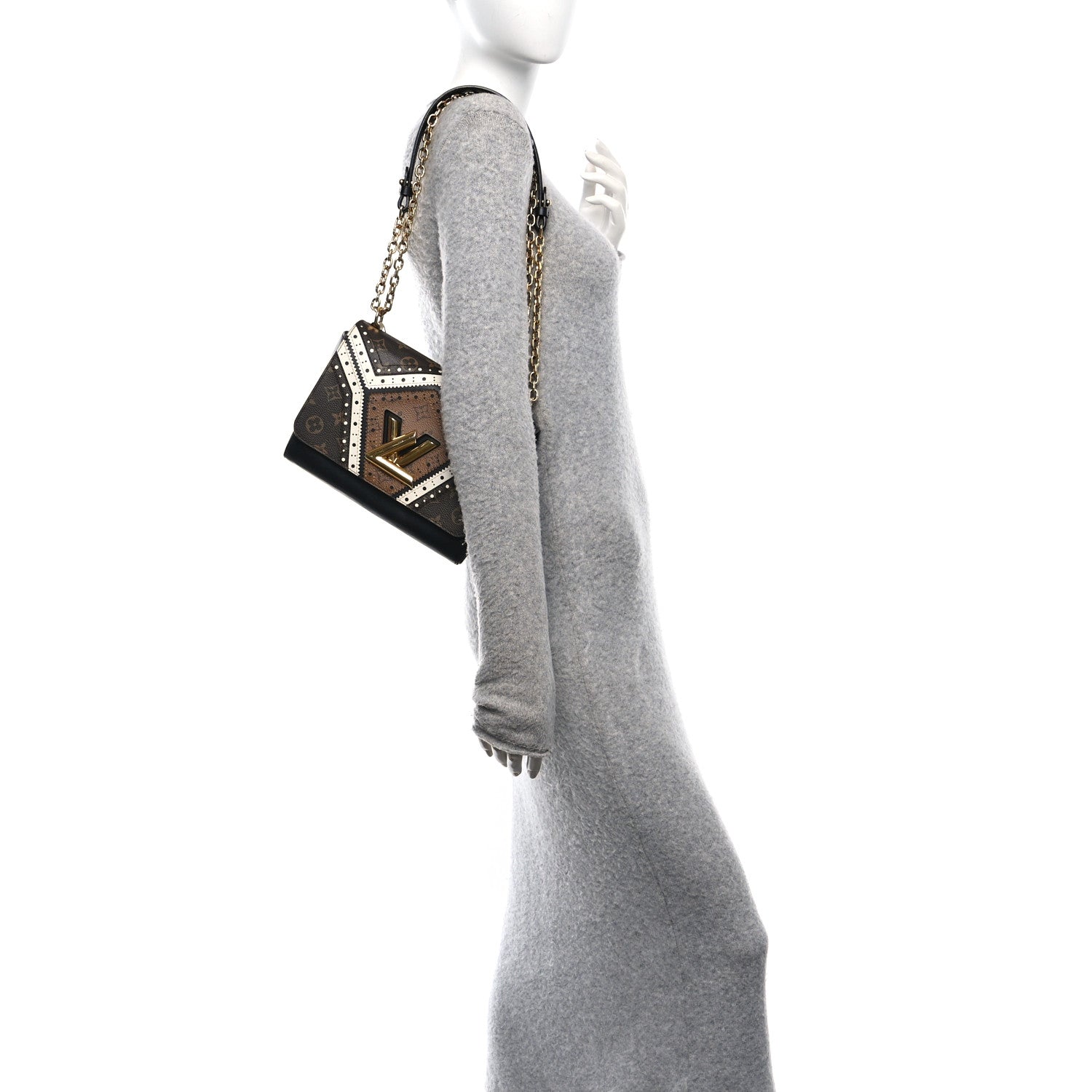 Louis Vuitton Veau Satin Monogram Twist Shoulder Bag MM Black