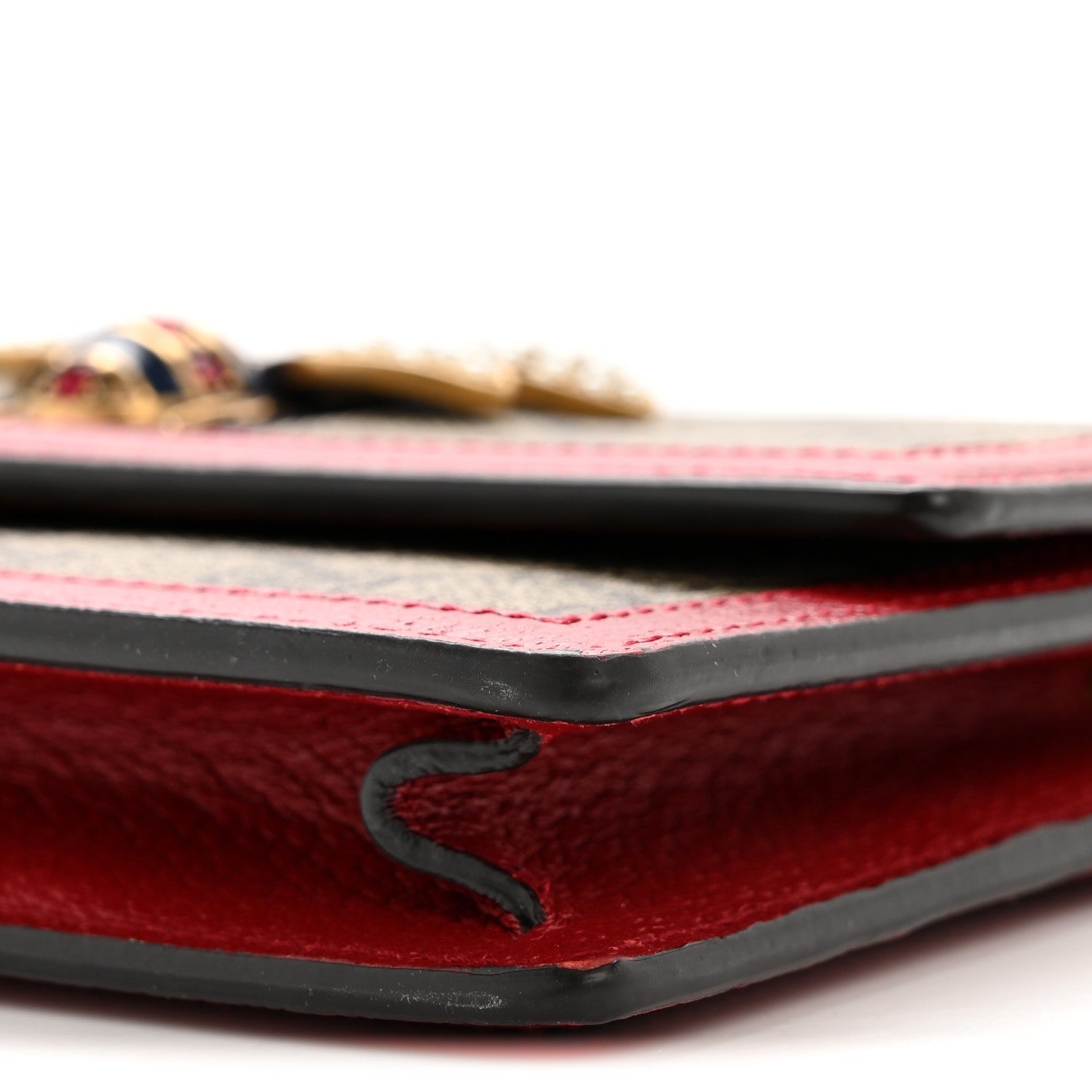 Gucci GG Supreme Monogram Web Queen Margaret Chain Wallet Red