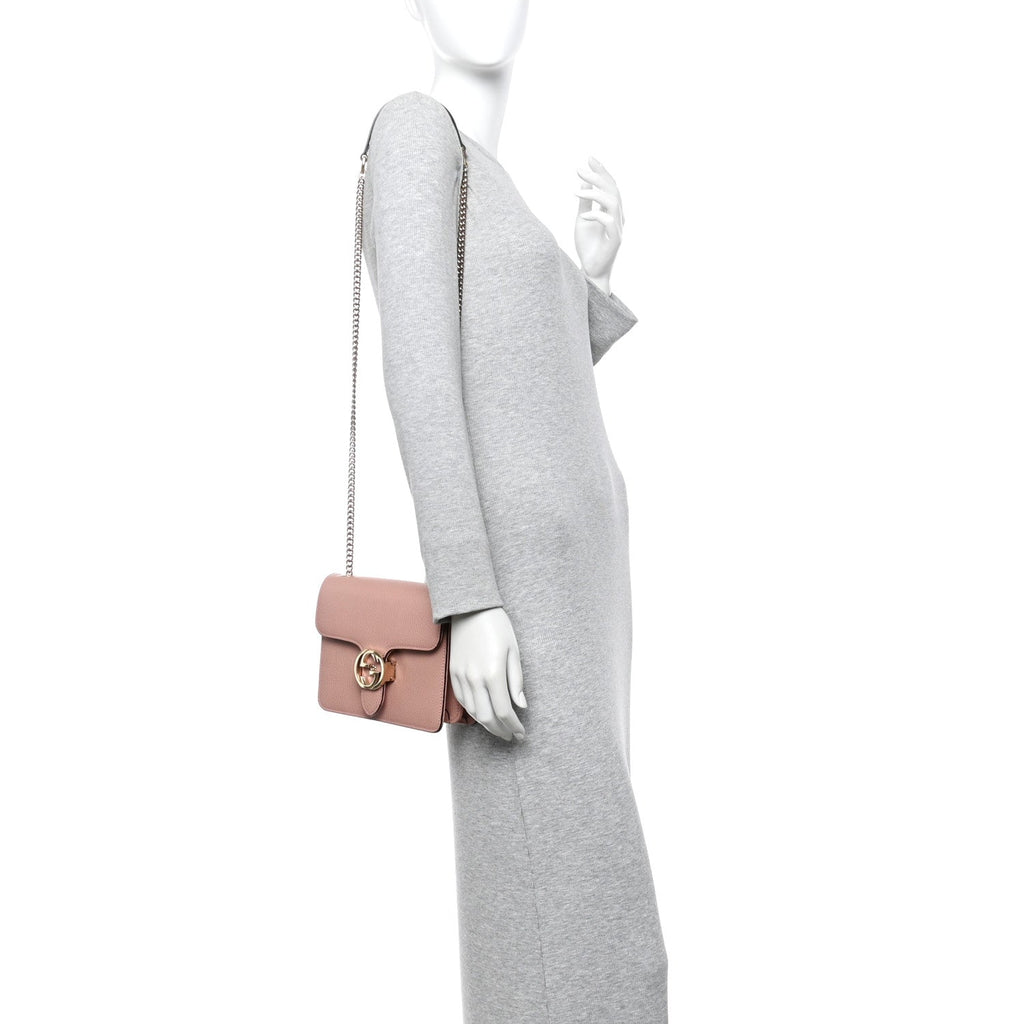 Gucci Dollar Calfskin Small Interlocking G Shoulder Bag Soft Pink