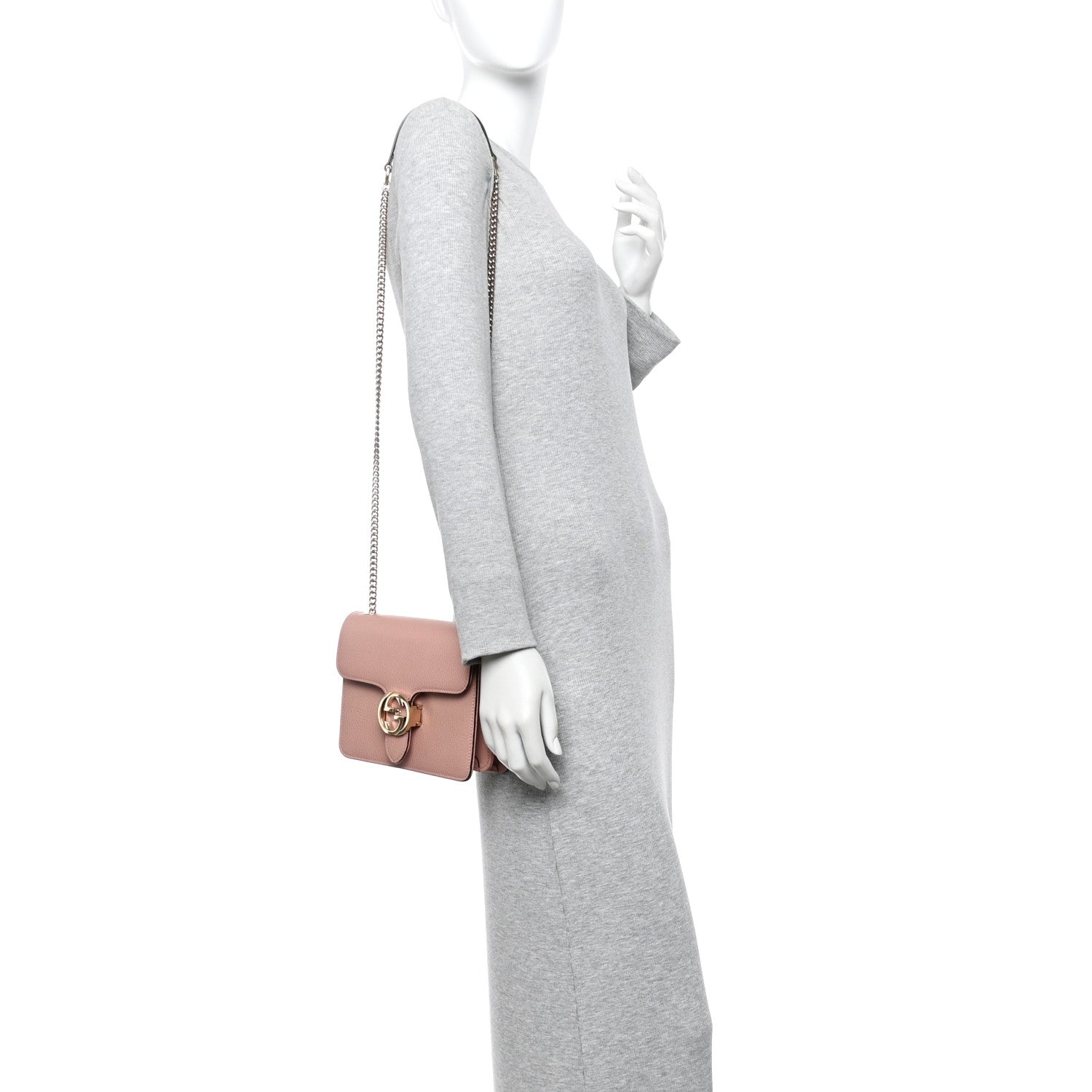 Gucci Dollar Calfskin Small Interlocking G Shoulder Bag Soft Pink