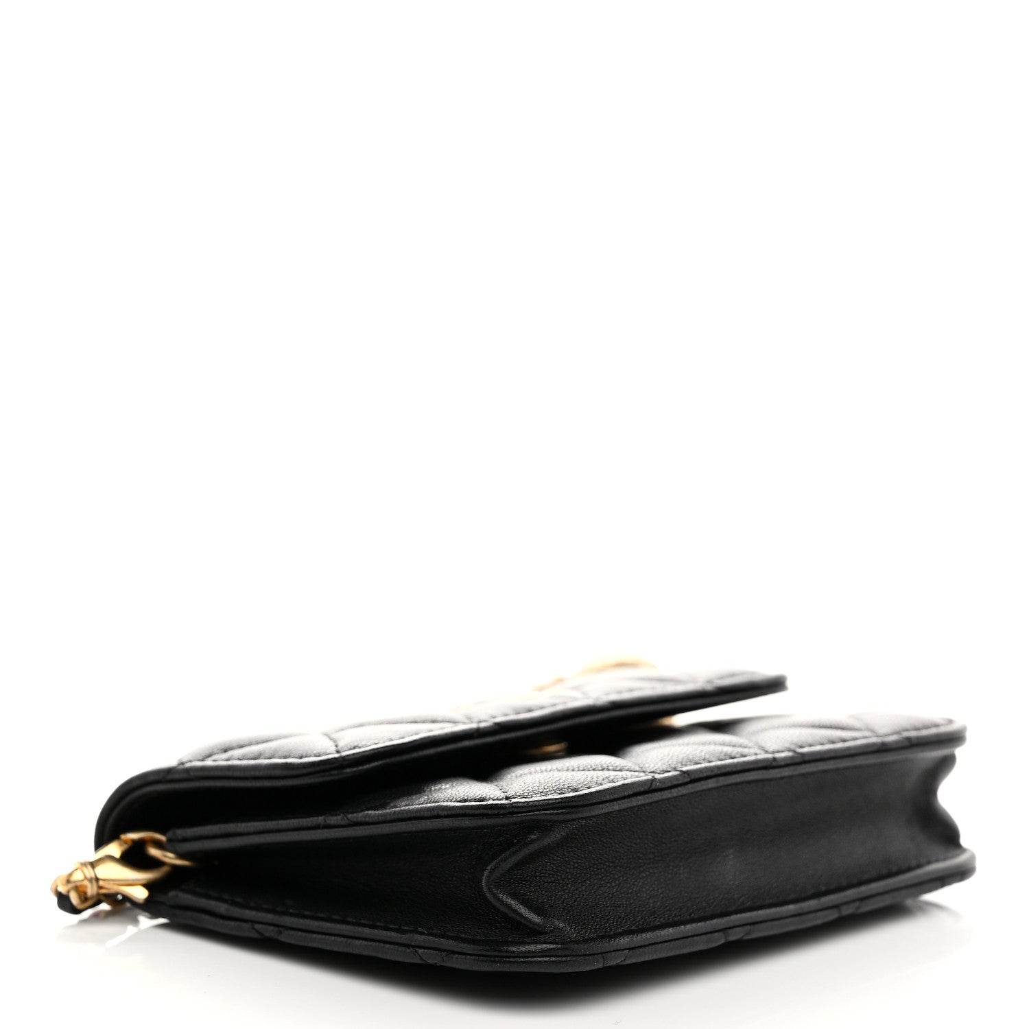 Chanel Lambskin Quilted Pearl Crush Clutch With Chain Black