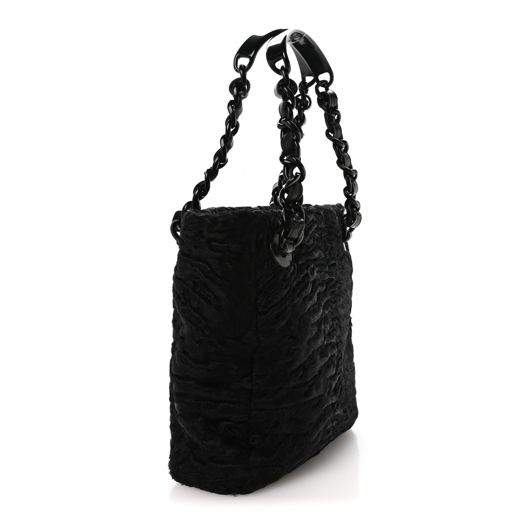 Chanel Persian Lamb Fur Tote Black